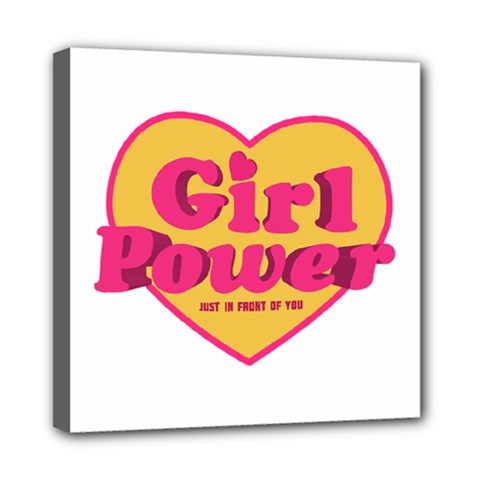 Girl Power Heart Shaped Typographic Design Quote Mini Canvas 8  X 8  (framed) by dflcprints