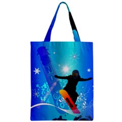 Snowboarding Zipper Classic Tote Bags by FantasyWorld7