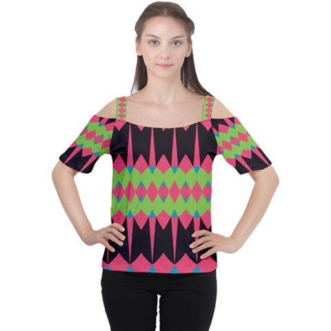 Rhombus And Other Shapes Pattern Women s Cutout Shoulder Tee by LalyLauraFLM