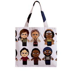 The Walking Dead   Main Characters Chibi   Amc Walking Dead   Manga Dead Zipper Grocery Tote Bag by PTsImaginarium