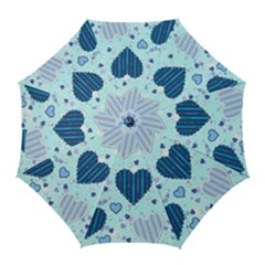 Light And Dark Blue Hearts Golf Umbrellas by LovelyDesigns4U