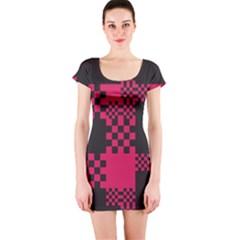 Cube Square Block Shape Creative Short Sleeve Bodycon Dress by Simbadda