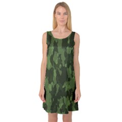 Camouflage Green Army Texture Sleeveless Satin Nightdress by Simbadda