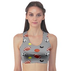 Balltiled Grey Ball Tennis Football Basketball Billiards Sports Bra by Mariart