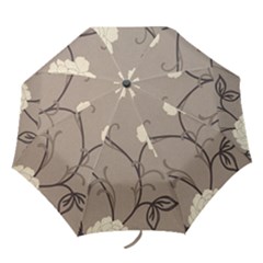 Flower Floral Black Grey Rose Folding Umbrellas by Mariart