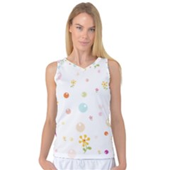 Flower Floral Star Balloon Bubble Women s Basketball Tank Top by Mariart