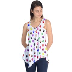 Paw Prints Dog Cat Color Rainbow Animals Sleeveless Tunic by Mariart