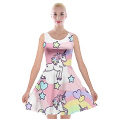 Unicorn Rainbow Velvet Skater Dress by Nexatart