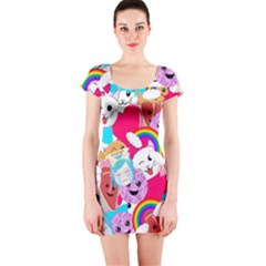 Cute Cartoon Pattern Short Sleeve Bodycon Dress by Nexatart