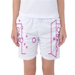 Deep Clean Bubbel Door Pink Polka Circle Women s Basketball Shorts by Mariart