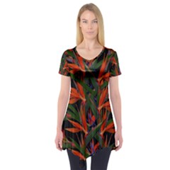 Bird Of Paradise Short Sleeve Tunic  by Valentinaart