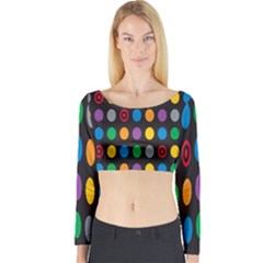 Polka Dots Rainbow Circle Long Sleeve Crop Top by Mariart