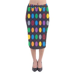 Polka Dots Rainbow Circle Velvet Midi Pencil Skirt by Mariart