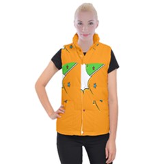 Star Line Orange Green Simple Beauty Cute Women s Button Up Puffer Vest by Mariart