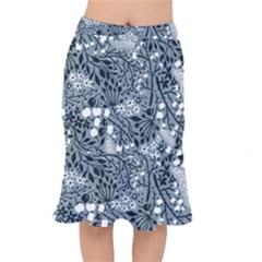 Abstract Floral Pattern Grey Mermaid Skirt by Mariart