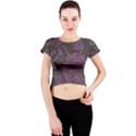 Purple Black Red Fabric Textile Crew Neck Crop Top View1