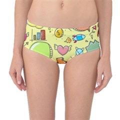 Cute Sketch Child Graphic Funny Mid-waist Bikini Bottoms by Celenk