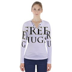 Freehugs V-neck Long Sleeve Top by cypryanus