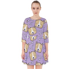 Dog Pattern Smock Dress by Sapixe