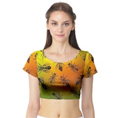 Insect Pattern Short Sleeve Crop Top by Sapixe