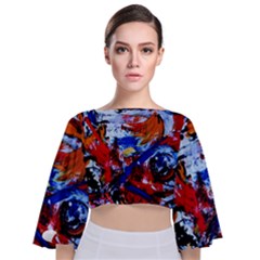 Mixed Feelings Tie Back Butterfly Sleeve Chiffon Top by bestdesignintheworld