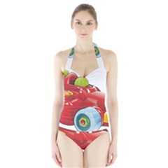 Car Vehicle Racing Car Formula Halter Swimsuit by Sapixe