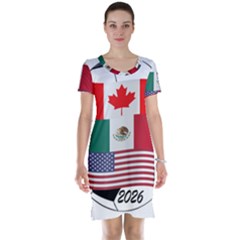 United Football Championship Hosting 2026 Soccer Ball Logo Canada Mexico Usa Short Sleeve Nightdress by yoursparklingshop