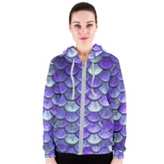 Blue Purple Mermaid Scale Women s Zipper Hoodie by snowwhitegirl