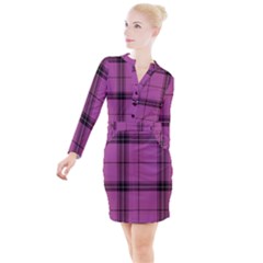 Violet Plaid Button Long Sleeve Dress by snowwhitegirl