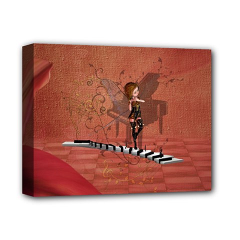 Cute Fairy Dancing On A Piano Deluxe Canvas 14  X 11  (stretched) by FantasyWorld7