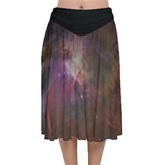 Orion Nebula Star Formation Orange Pink Brown Pastel Constellation Astronomy Velvet Flared Midi Skirt by genx