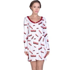 Funny Bacon Slices Pattern Infidel Red Meat Long Sleeve Nightdress by genx