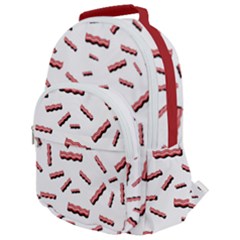 Funny Bacon Slices Pattern Infidel Red Meat Rounded Multi Pocket Backpack by genx