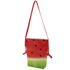 Juicy Paint Texture Watermelon Red And Green Watercolor Folding Shoulder Bag by genx