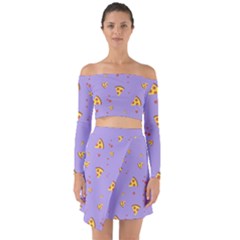 Pizza Pattern Violet Pepperoni Cheese Funny Slices Off Shoulder Top With Skirt Set by genx