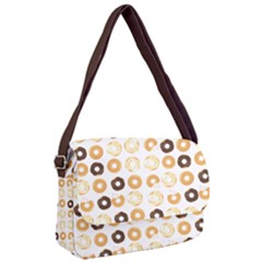 Donuts Pattern With Bites Bright Pastel Blue And Brown Cropped Sweatshirt Courier Bag by genx