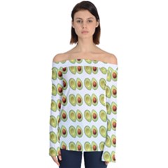 Pattern Avocado Green Fruit Off Shoulder Long Sleeve Top by HermanTelo