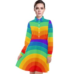 Rainbow Background Colorful Long Sleeve Chiffon Shirt Dress by Bajindul