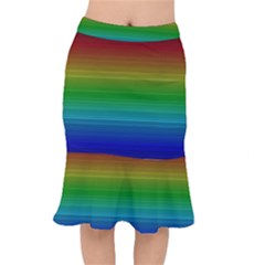 Dark Rainbow Stripes Short Mermaid Skirt by retrotoomoderndesigns