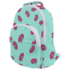 Donuts Pattern Food Colourful Rounded Multi Pocket Backpack by Vaneshart