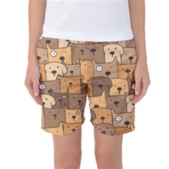 Cute Dog Seamless Pattern Background Women s Basketball Shorts by Nexatart