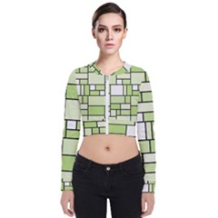 Green-geometric-digital-paper Long Sleeve Zip Up Bomber Jacket by Vaneshart