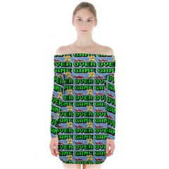 Game Over Karate And Gaming - Pixel Martial Arts Long Sleeve Off Shoulder Dress by DinzDas