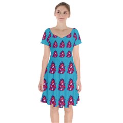 Little Devil Baby - Cute And Evil Baby Demon Short Sleeve Bardot Dress by DinzDas