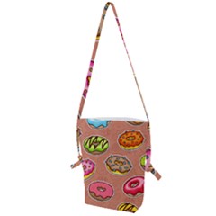 Doughnut Doodle Colorful Seamless Pattern Folding Shoulder Bag by Amaryn4rt