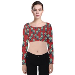 Zombie Virus Velvet Long Sleeve Crop Top by helendesigns