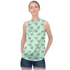 Zodiac Bat Pink Mint High Neck Satin Top by snowwhitegirl