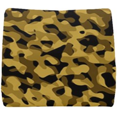 Black Yellow Brown Camouflage Pattern Seat Cushion by SpinnyChairDesigns