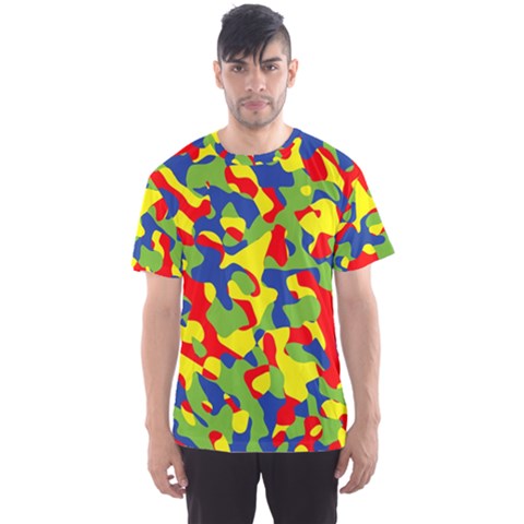 Colorful Rainbow Camouflage Pattern Men s Sport Mesh Tee by SpinnyChairDesigns