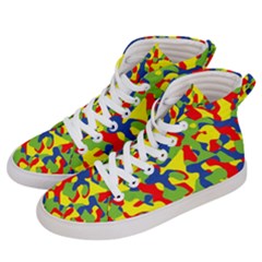 Colorful Rainbow Camouflage Pattern Men s Hi-top Skate Sneakers by SpinnyChairDesigns